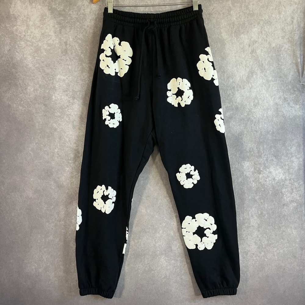 Denim Tears Cotton‎ Wreath Sweatpants Women Medium Black Floral Graphic Joggers
